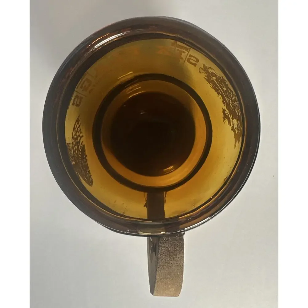 Vintage Six Flags Over Georgia Atlanta Amber Glass, Wood And Metal Collector Cup